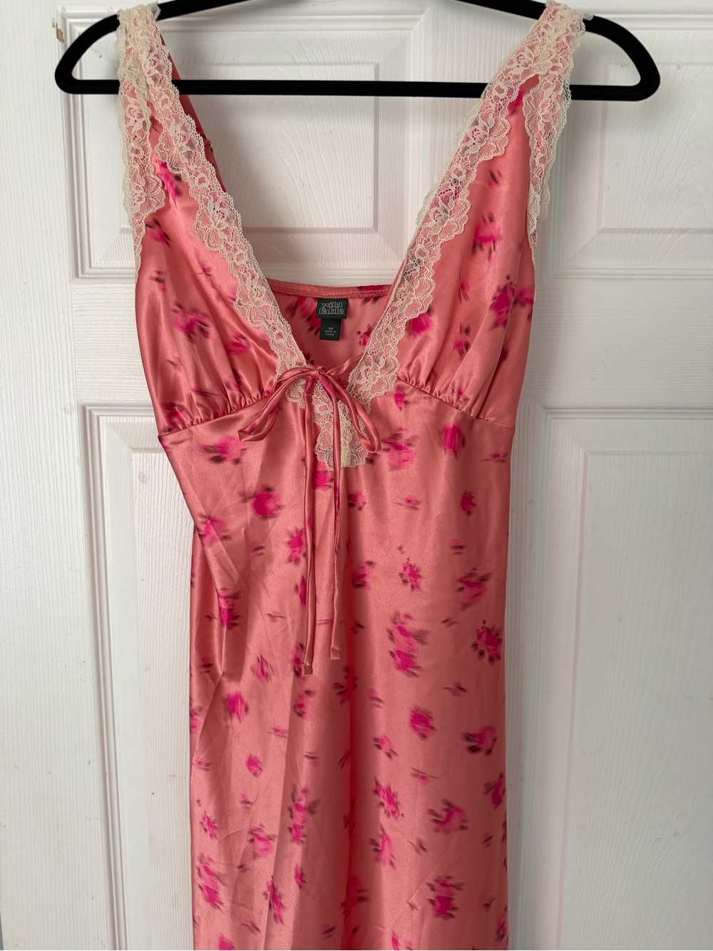 Wild Fable/Target Satin Floral Lace-Trim Midi Dress